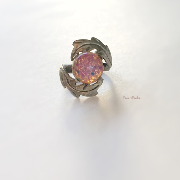 Vintage J SOTELO Sterling 925 Taxco Foil Opal Ring - Picture 4 of 8